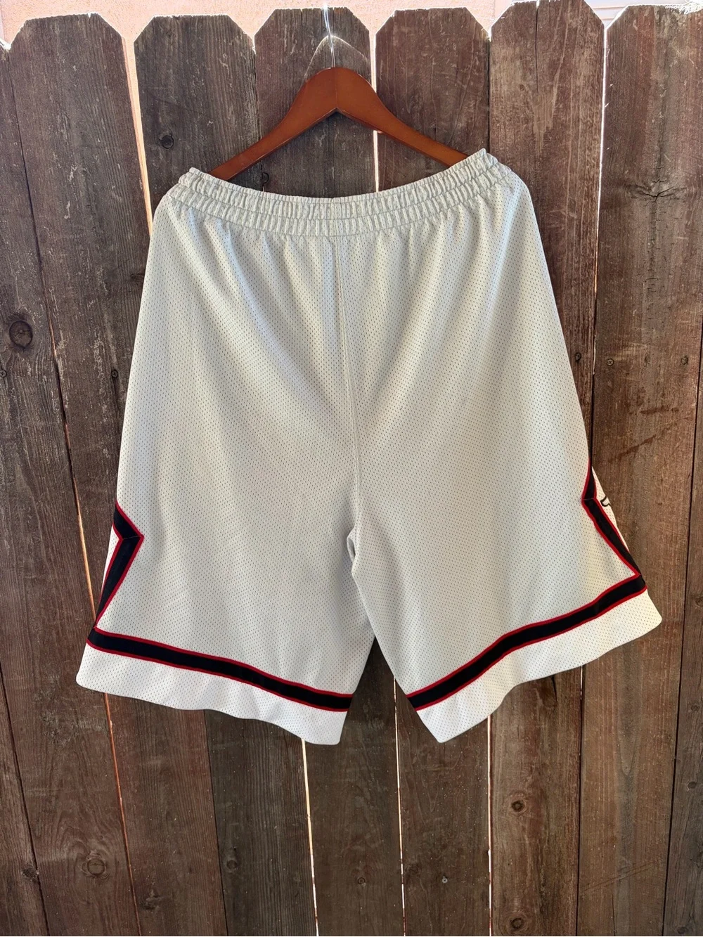 Air Jordan Y2K Men’s Gray Basketball Shorts with Black & Red Trim